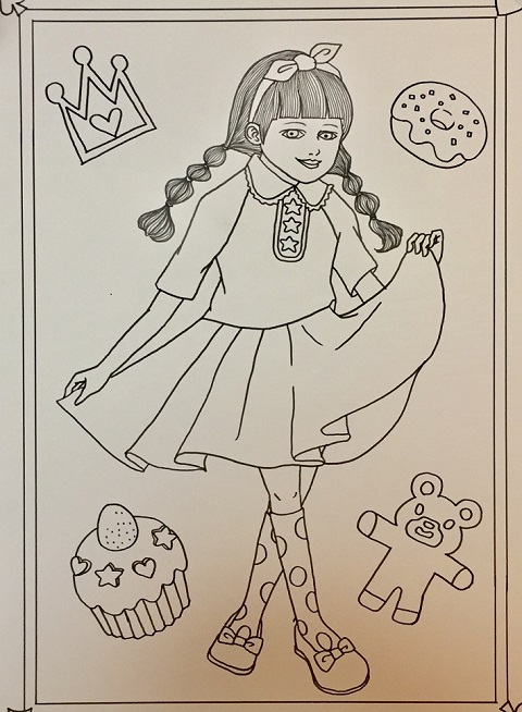 女の子イラスト線画
