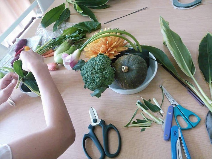 春日部の「おいしい」を見つけるイベント KASUTABE(かすたべ)(野菜を使った「ベジタブルアレンジメント」のワークショップ)