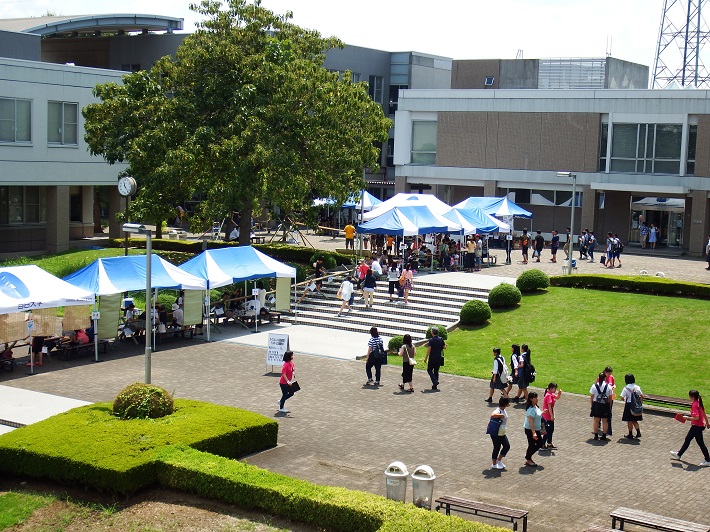 埼玉県さいたま市岩槻区の目白大学で、約60m1000食の「流しそうめん」