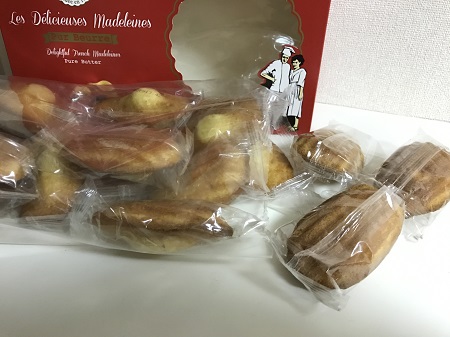 ピュアバターマドレーヌフランスの美味しい本格マドレーヌがお値打ちに買える! 食べやすいサイズで個包装になっています。