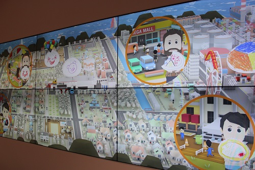 中華まんミュージアムの壁面メディアアートなど楽しい仕掛けがいっぱい