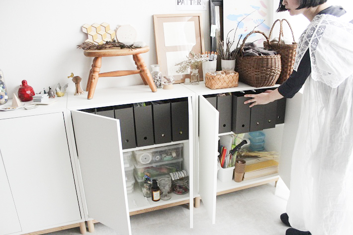 中古マンションをリノベーション。IKEAのキャビネットはアトリエで活用